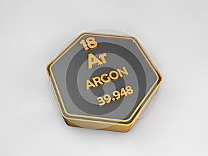 Argon - Ar - chemical element periodic table hexagonal shape