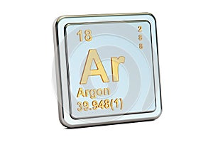 Argon Ar, chemical element sign. 3D rendering