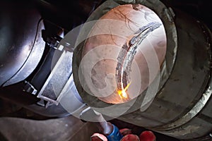 Argon arc welding of thick-walled stainless steel pipe