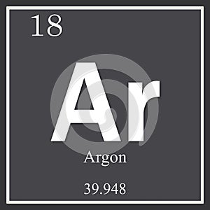 Argon chemical element, dark square symbol