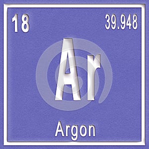 Argon chemical element, Sign with atomic number and atomic weight