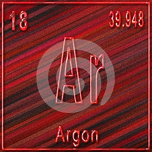 Argon chemical element, Sign with atomic number and atomic weight