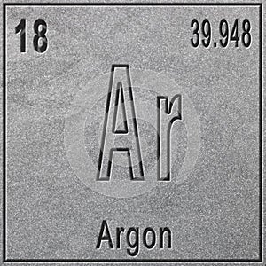 Argon chemical element, Sign with atomic number and atomic weight