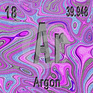 Argon chemical element  Sign with atomic number and atomic weight