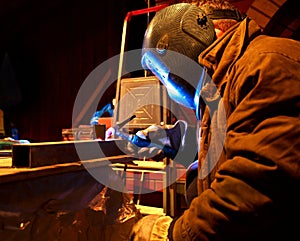 Argon welding smoke fire