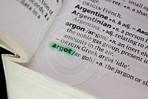 Argot word or phrase in a dictionary photo