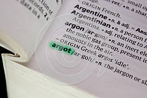 Argot word or phrase in a dictionary