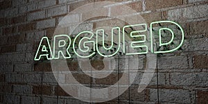 ARGUED - Glowing Neon Sign on stonework wall - 3D rendered royalty free stock illustration photo