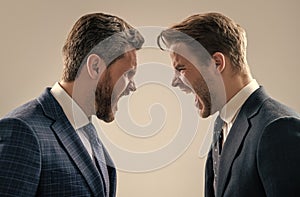 arguing businesspeople. dissatisfied men discuss failure. colleagues have disagreement conflict.