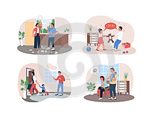 Arguing family 2D vector web banner, poster set