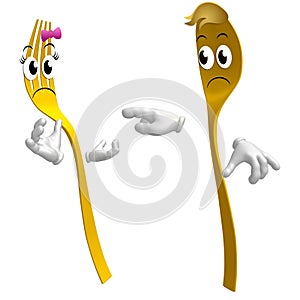 Arguing fork and spoon character