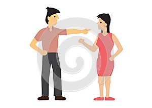Argument between couple. Concept of discrimination or disagreement