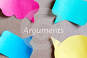 Arguments concept with colorful speech bubbles