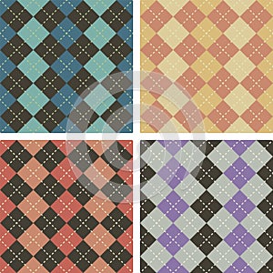 Argyle seamless pattern vector illustration set