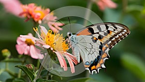 Argynnis niobe fritillary butterfly on flower, close up ventral view