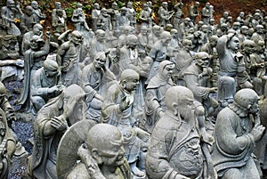 Arhat statues of the Umpenji temple in Miyoshi, Japan.