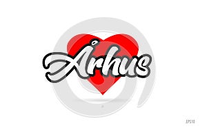 arhus city design typography with red heart icon logo