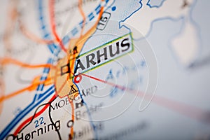 Arhus City on a Road Map