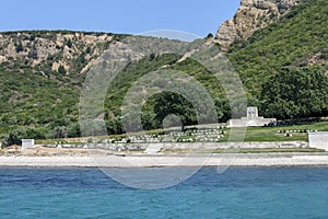 The Ari Burnu Cemetery at Anzac Cove at Gallipoli in Turkiye