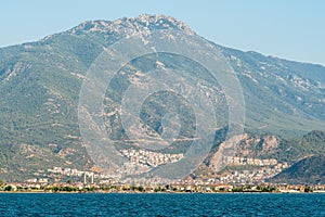 Ari Dagi mountain towering over Fethiye town on the Mediterranean coast of Turkey