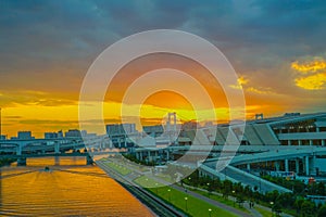 Ariake town and evening view