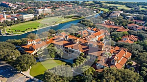 Arial birds eye view to the University
