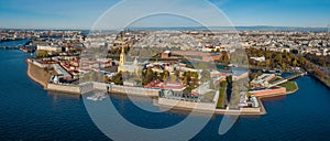 Arial drone panoramic view of St. Peterburg. Sankt Peterburg. Istoric center. Bridges Architecture of Rusia photo