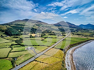 Arial view of Aberdesach, wales, UK