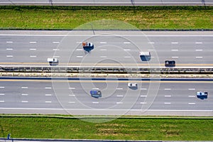 Arial view of Modern transportation with Expressway Road  highway Top view. Important infrastructure