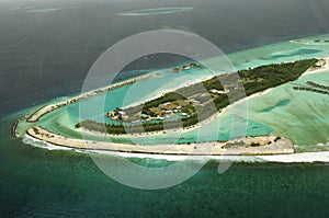 Arial view of a resort island