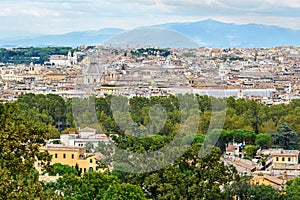 Arial view of Rome city from Janiculum hill, Terrazza del Gianicolo. Rome. Italy