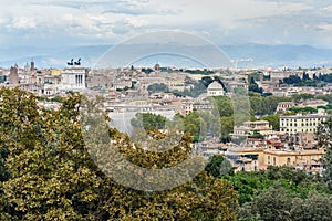 Arial view of Rome city from Janiculum hill, Terrazza del Gianicolo. Rome. Italy