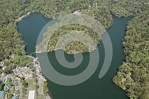 Arial View of Sattal lake in Uttarakhand,India