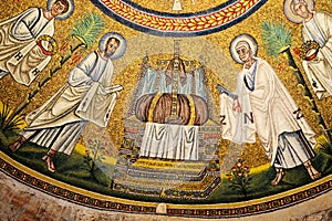 St Peter and St Paul Apostles Mosaic,  The Arian Baptistry in Ravenna, Italy