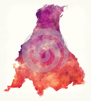 Ariana governorate watercolor map of Tunisia