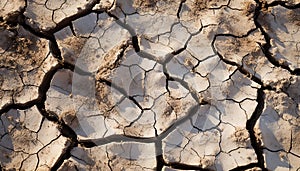 Arid climate, drought, heat, dirt nature damaged surface level generated by AI