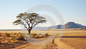 Arid climate, sand dunes, acacia tree, wildlife reserve generated by AI