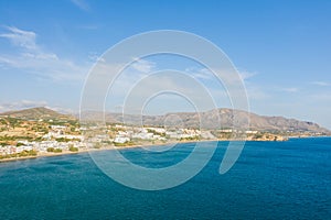 The arid countryside in the south of the island , in Europe, Greece, Crete, towards Preveli, By the Mediterranean sea, in summer,