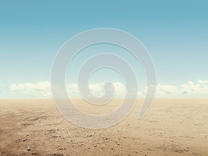 Arid desert land with sky