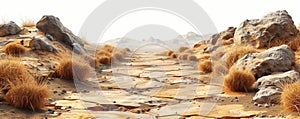 Arid desert landscape with rocky terrain