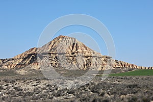 Arid and dry mountain in Bardenas desert