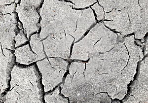 Arid dry soil soil cracked with large cracks due to drought in the field gray burst