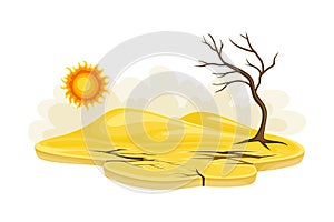 Arid Land and Drought as Natural Cataclysm Vector Illustration