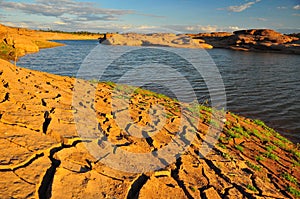 Arid land and lake