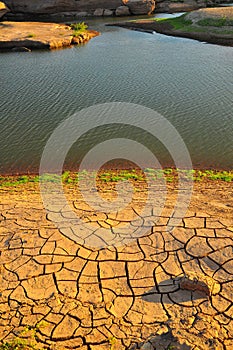 Arid land and lake