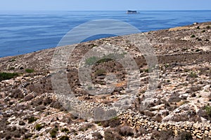 Arid landscape above the Blue Grotto - Qrendi