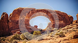 Arid landscape with a distinctive rocky arch