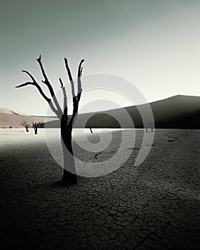 Arid landscape tree in desert