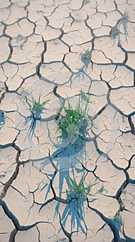 Arid summer scene parched ground, cracked and devoid of moisture