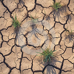 Arid summer scene parched ground, cracked and devoid of moisture